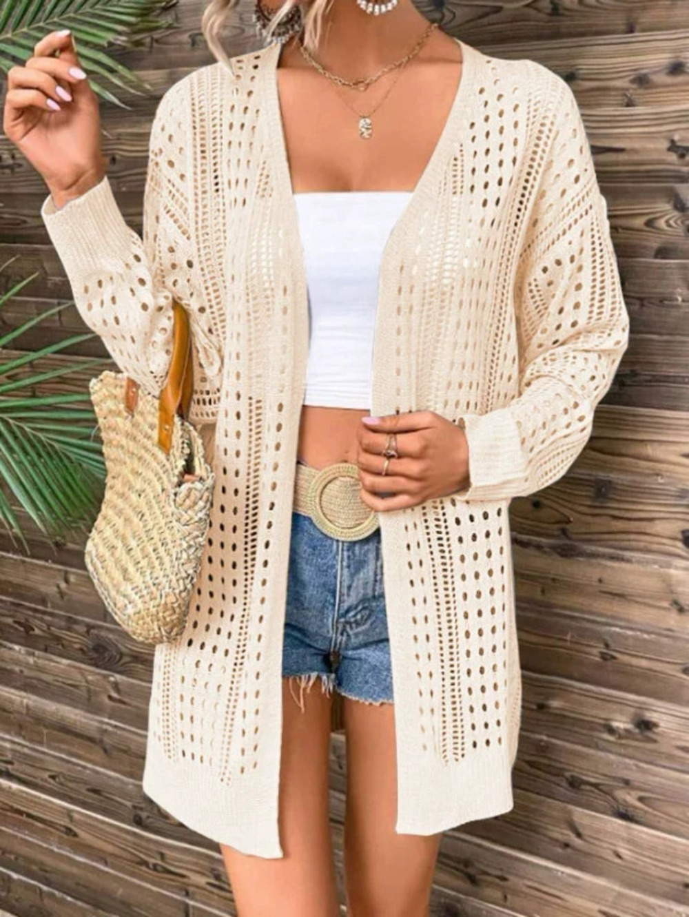 ZARA Summer Knitted Solid Color Hollow Out Bikini Cover Up Women